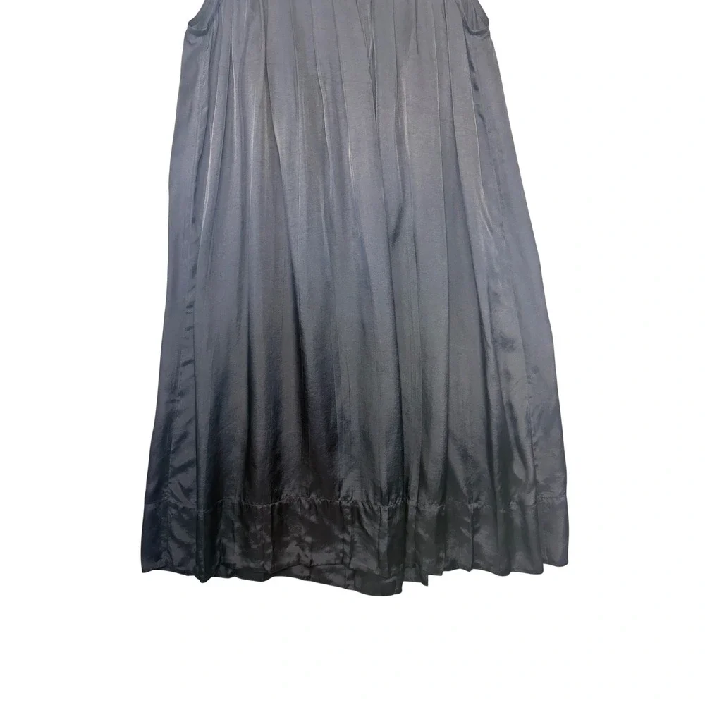 Banana Republic Black Satin Smocked Neck Trapeze Cocktail Dress Womens Size M‎